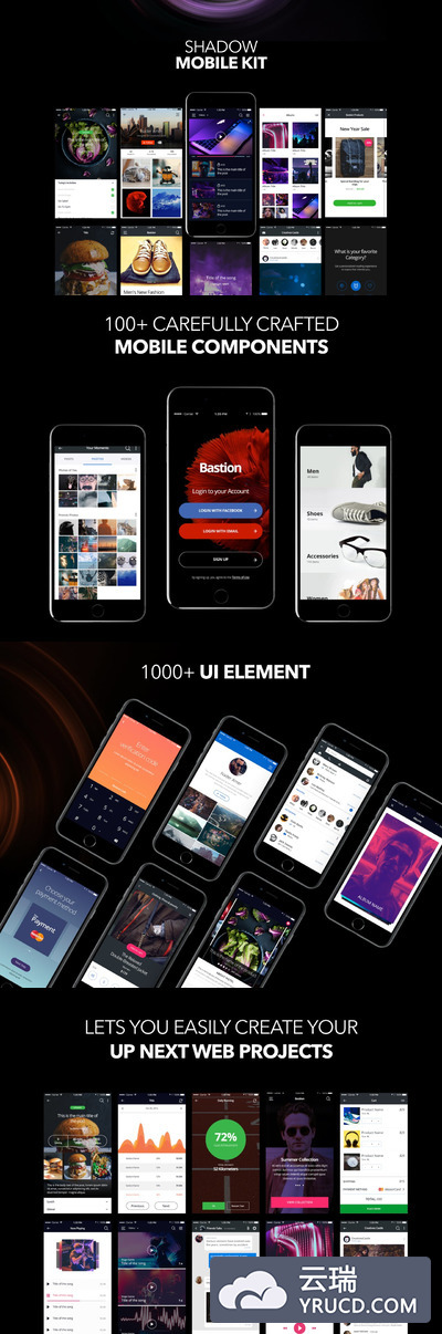 iPhone 8 版本的图片设计或精品电商app设计套装下载[PSD]
