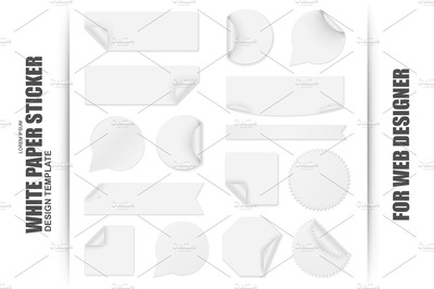 一套空白白纸贴纸 Set Of Blank White Paper Stickers
