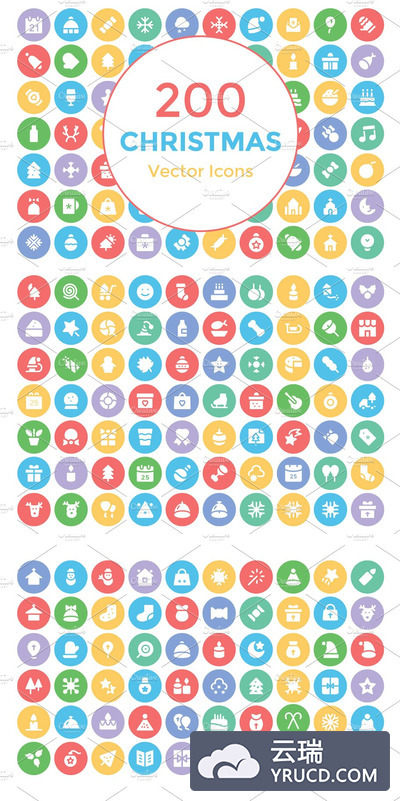 圣诞节图标素材 200 Christmas Vector Icons