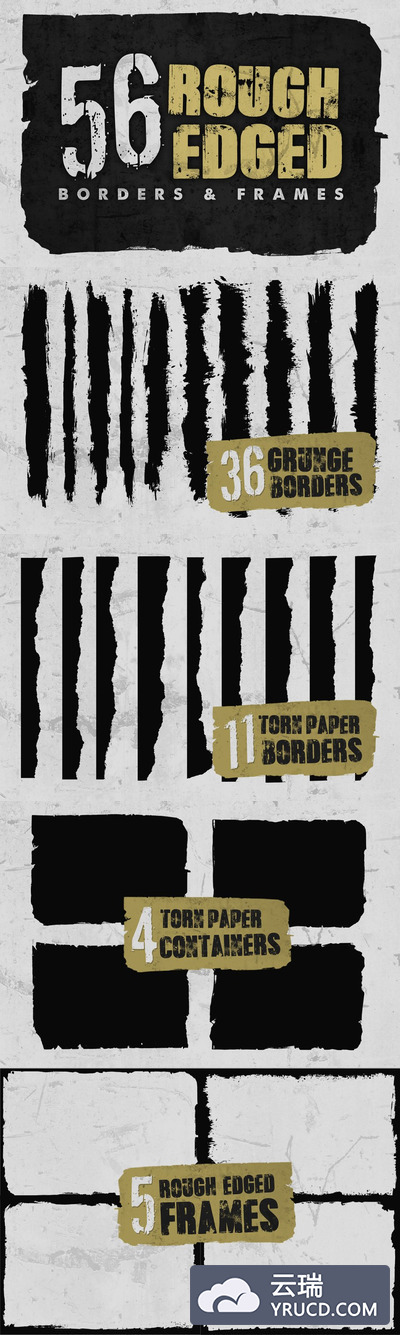 粗糙边框背景纹理 Rough Edged Borders & Frames