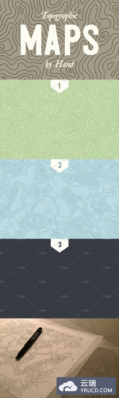 等高线海拔地形图 3 Topographic Elevation Maps