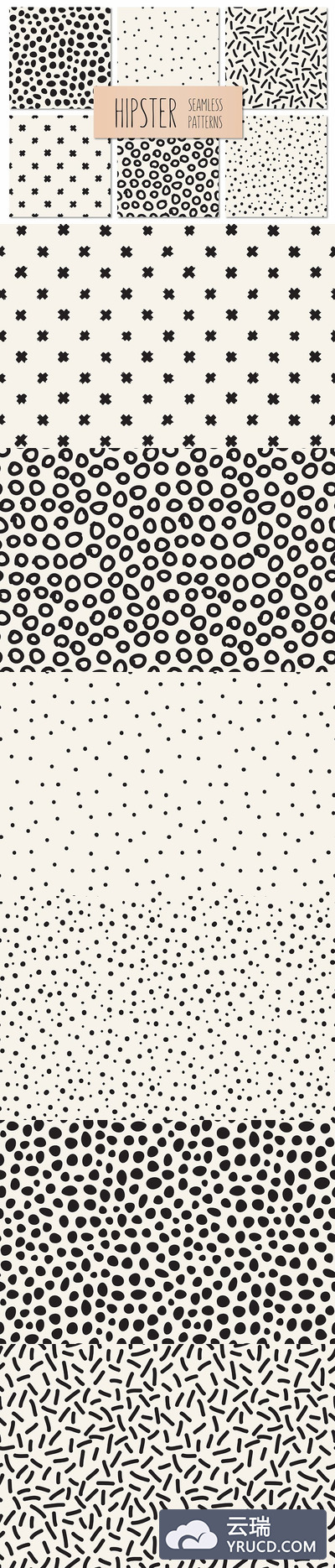 潮人无缝背景纹理 Hipster Seamless Patterns Set 2