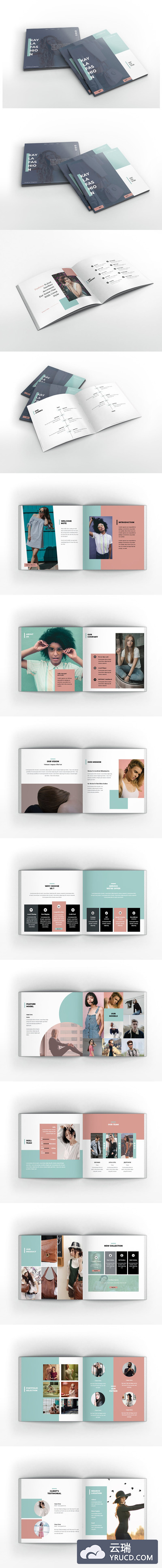 时尚的正方形大图画册模板产品图册企业产品宣传册设计下载[indd]