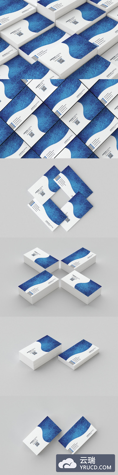 深蓝商业名片模板 Business Cards