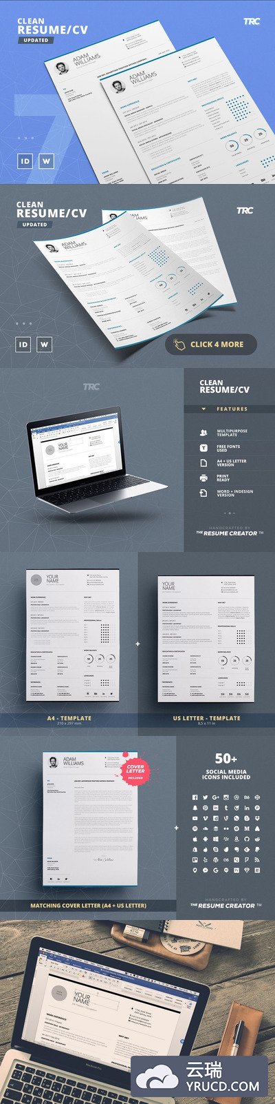 干净的简历模板 Clean Resume/Cv Template Volume 7