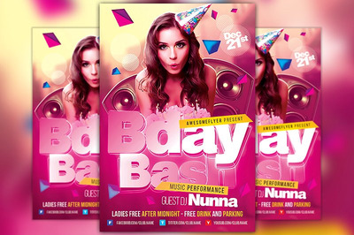 生日派对海报设计 Bday Bash Flyer Template