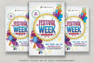 节日庆祝海报设计 Festival Week Flyer