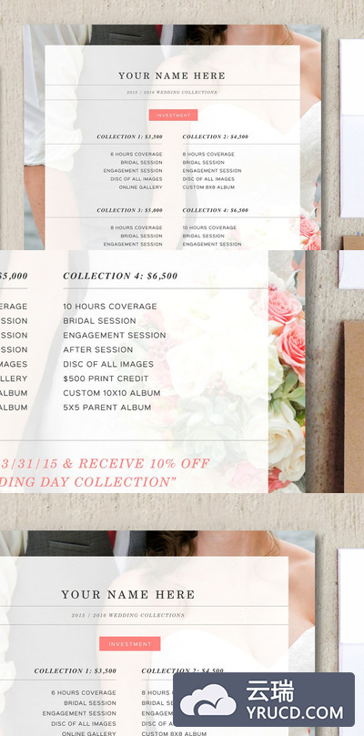 婚礼摄影师价目表宣传海报 Wedding Photographer Price List