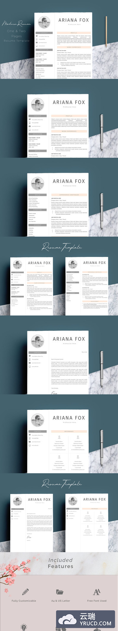 专业的简历模板 Resume Template 4 Pages