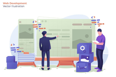 有创意的网页开发概念矢量插画[Ai]