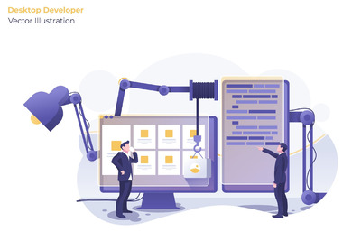 有创意的桌面软件开发概念矢量插画[Ai]