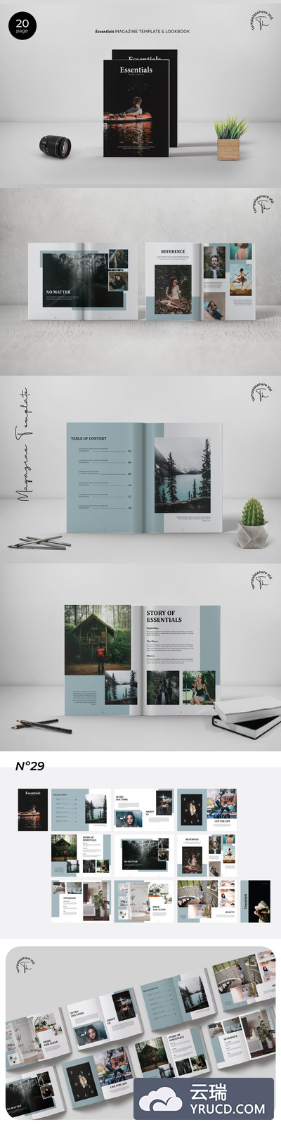 时尚高端简约多用途的高品质摄影杂志宣传册房地产楼书画册设计模板