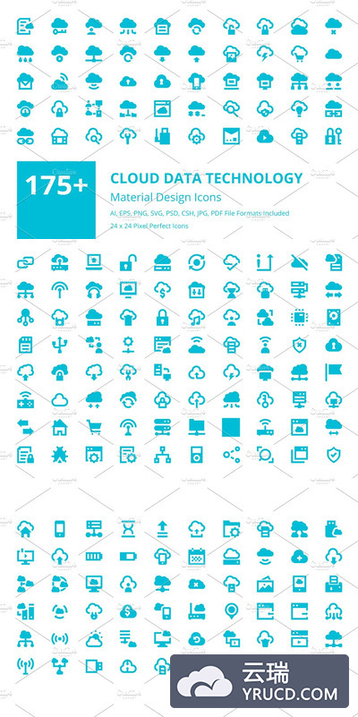 数据云技术图标素材 175+ Cloud Data Technology Icons