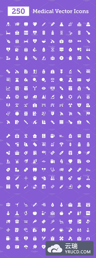 250个医学矢量图标 250 Medical Vector Icons