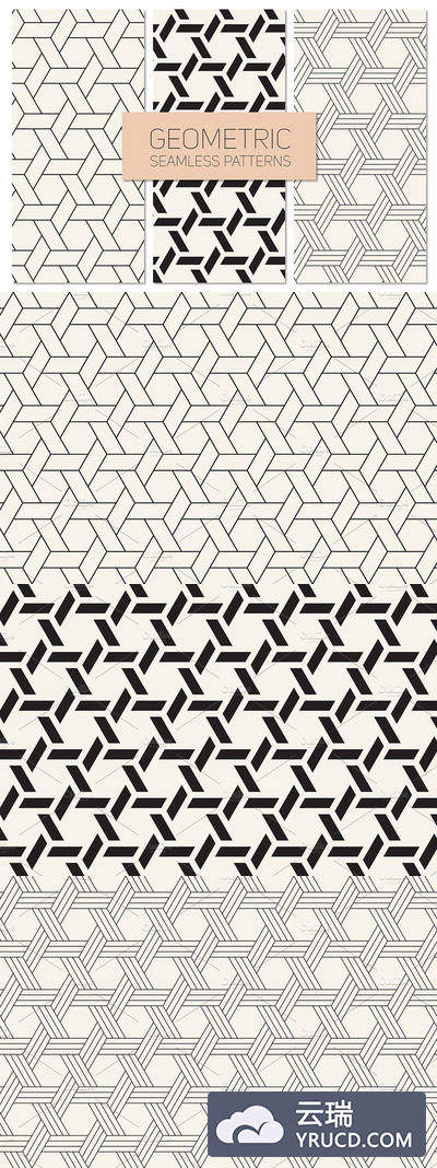 几何无缝背景图案 Geometric Seamless Patterns Set 19