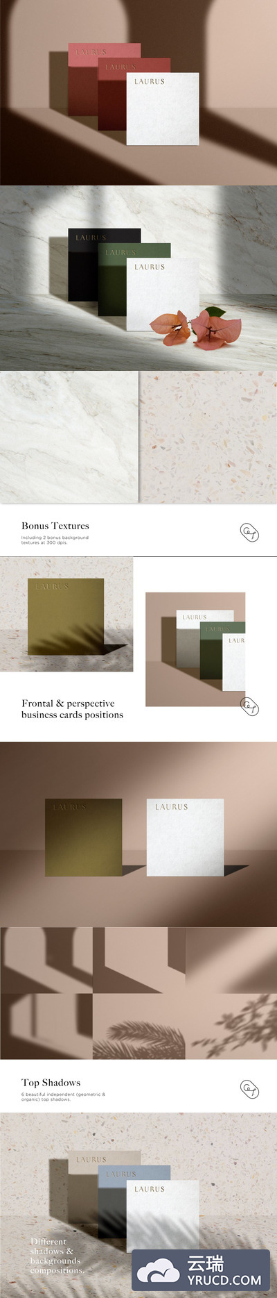 高级方形名片样机场景生成器