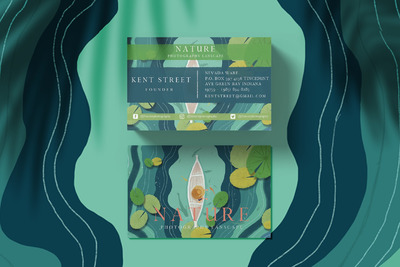 自然元素绿叶风光名片模板下载[PSD]