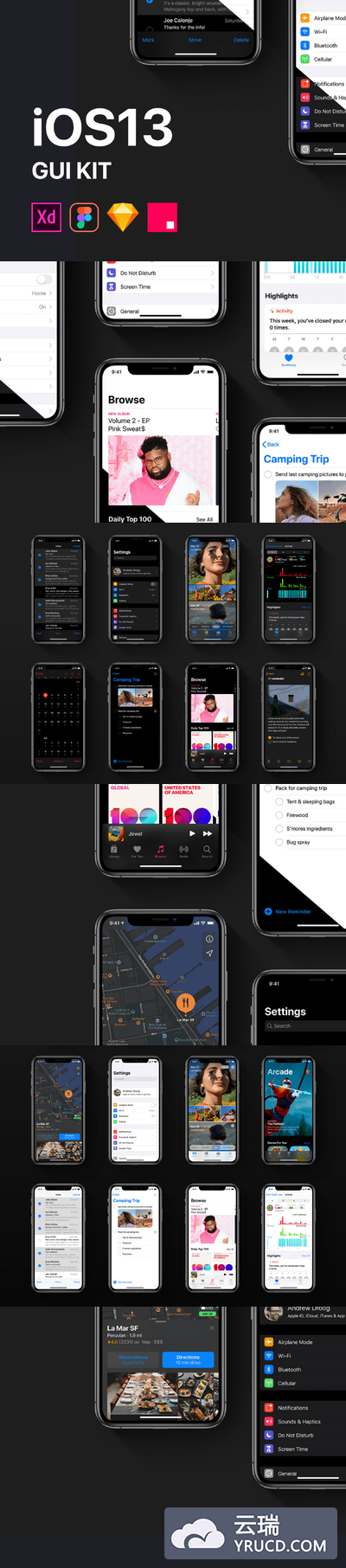最新的 iOS 13 GUI KITS 套装下载[Sketch,XD,Fig]