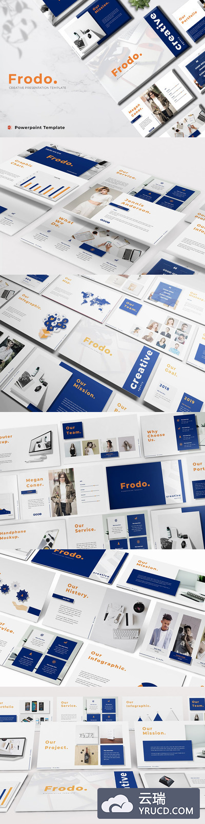 时尚高端简约多用途的高品质商业商务配色的创意powerpoint幻灯片演示模板（pptx）