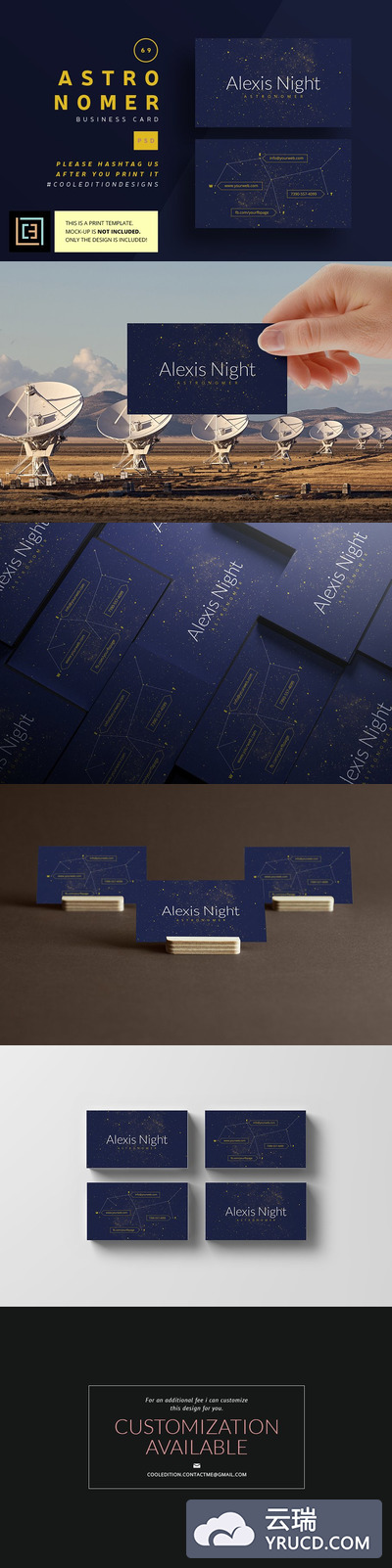 酷炫的名片模板 Astronomer - Business Card 69