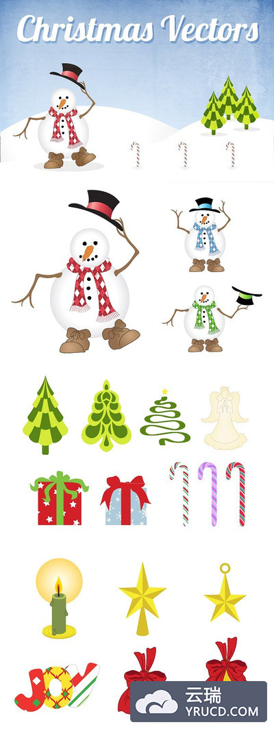 雪人矢量插画 Christmas Vectors Pack 2