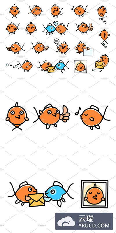 金鱼矢量插画图标 Goldfish - character design
