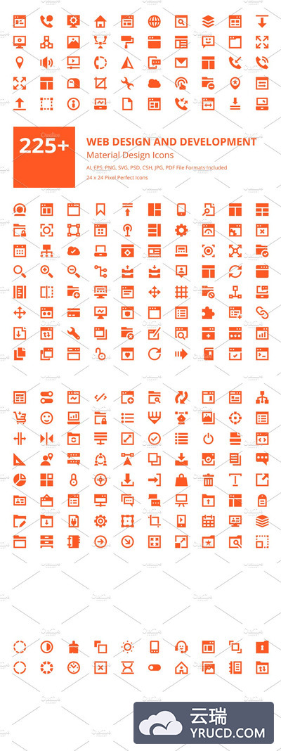 网页设计图标素材 225+ Web Design and Development Icon