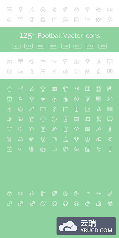 足球矢量图标 125+ Football Vector Icons