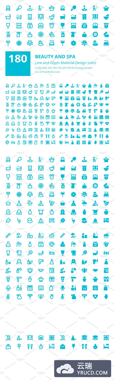 美容SPA矢量图标 180 Beauty and Spa Material Icons