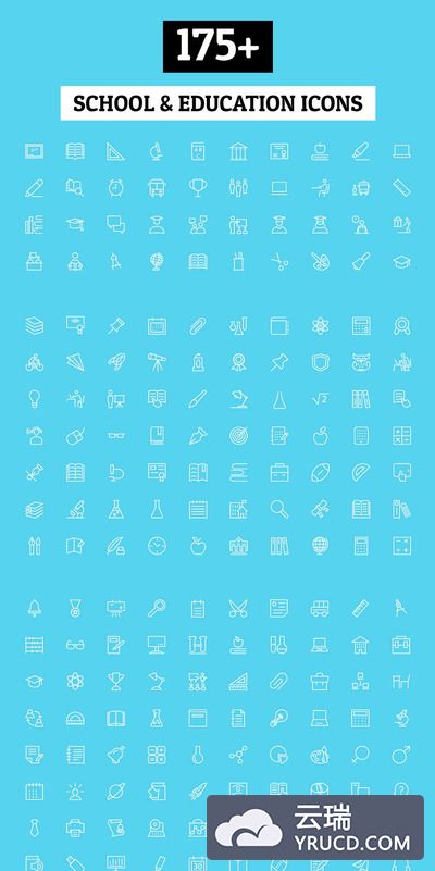 学校教育矢量图标 175+ School and Education Icons