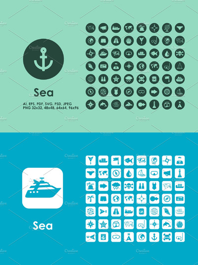 海洋元素矢量图标 Sea icons