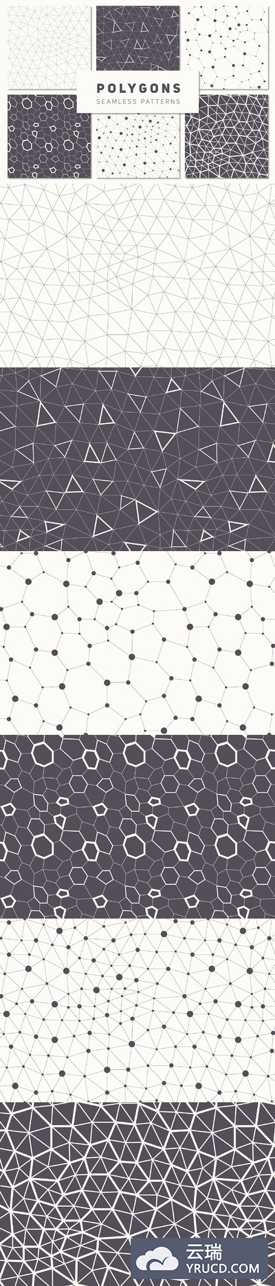 多边形无缝背景纹理 Polygons. Seamless Patterns Set