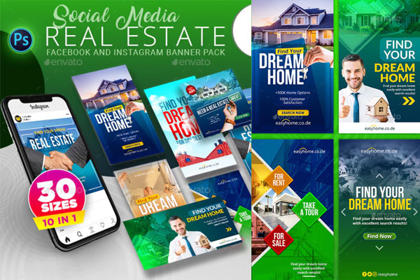房地产销售广告社交媒体Banner设计套装