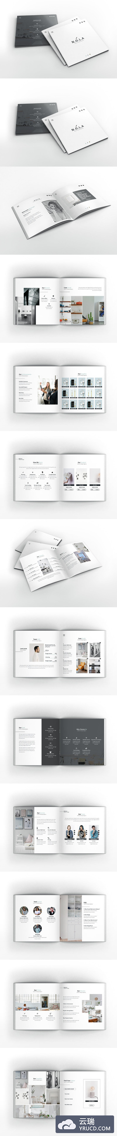 时尚高端简约高级灰配色的正方形企业画册宣传册房地产楼书设计模板