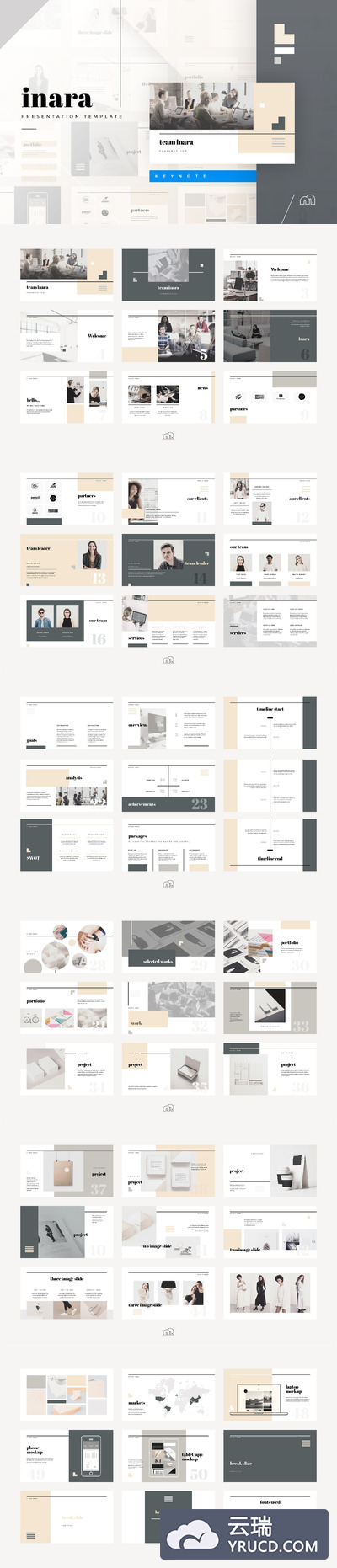 高端ppt素材模板 Inara - Keynote