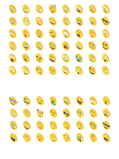可爱的表情矢量图标 80 Cute Emoji Isometric Icons