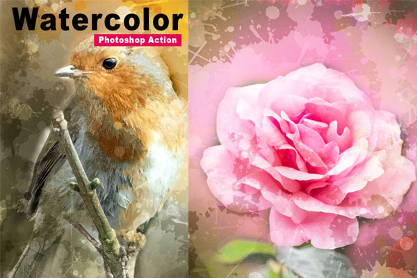 水彩艺术绘画照片处理效果ps动作下载