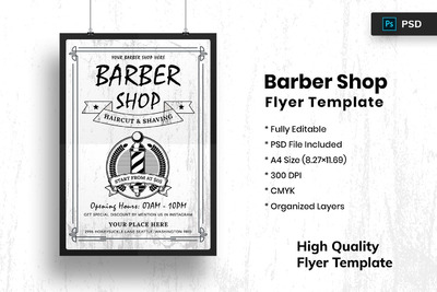 时尚高端简约高品质的理发店传单海报DM设计模板（psd）