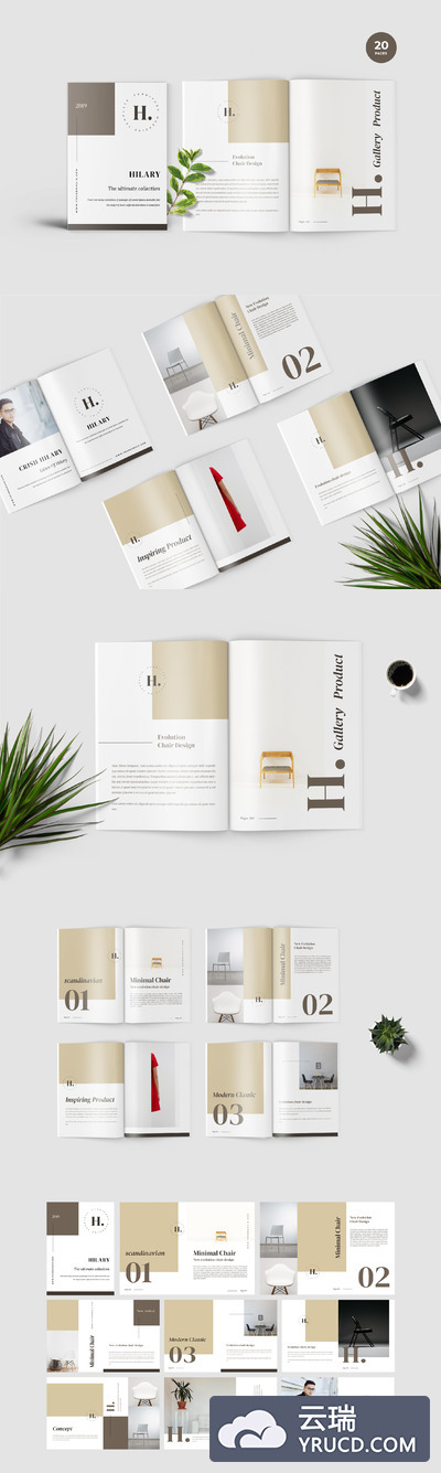 时尚简约的家具设计展示宣传册设计模板下载[INDD]