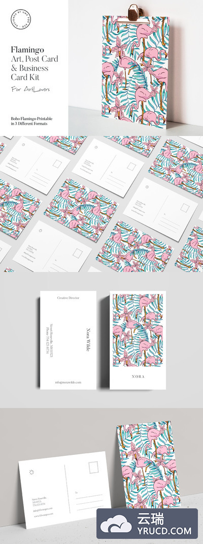 时尚简约高端优雅的波西米亚火烈鸟艺术风格的无缝背景底纹纹理