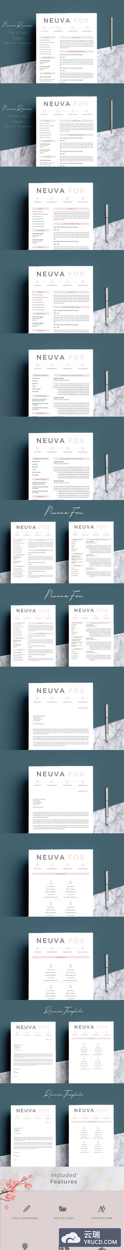 简洁的简历模板 Résumé Templates/ CV 4 Pages