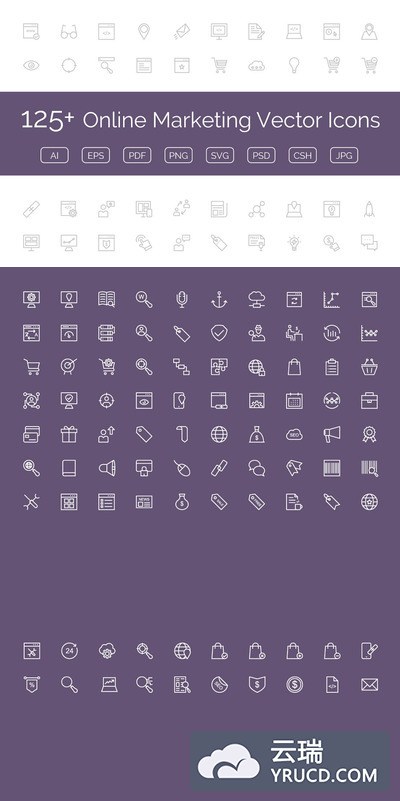 在线市场矢量图标 125+ Online Marketing Vector Icons