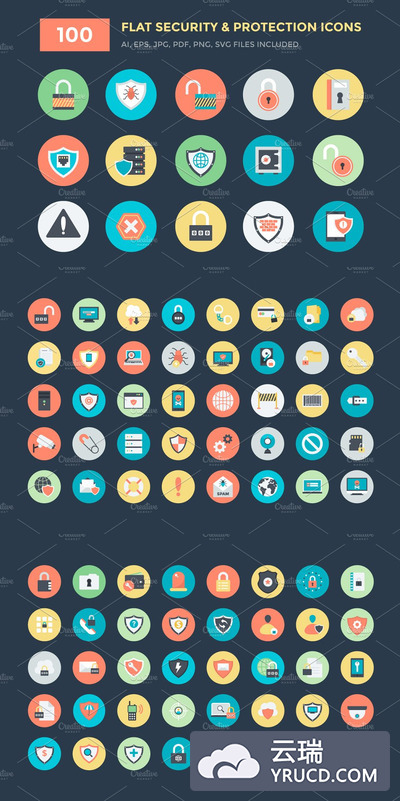 100个安全和保护图标下载 100 Security and Protection Icons