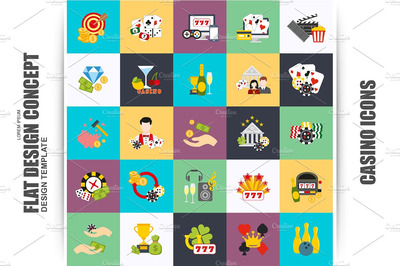 扁平化矢量图标 Flat Internet Casino Icons