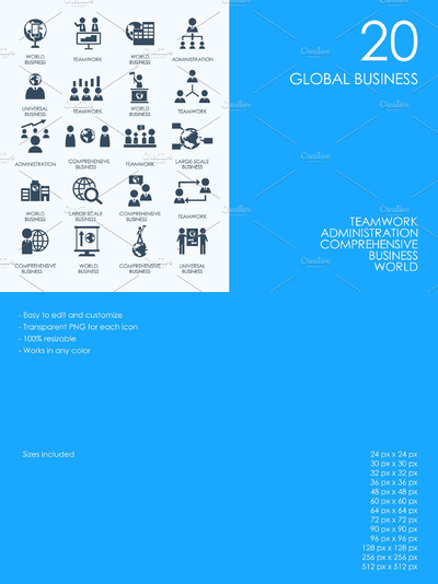 全球商业矢量图标 Global Business icons