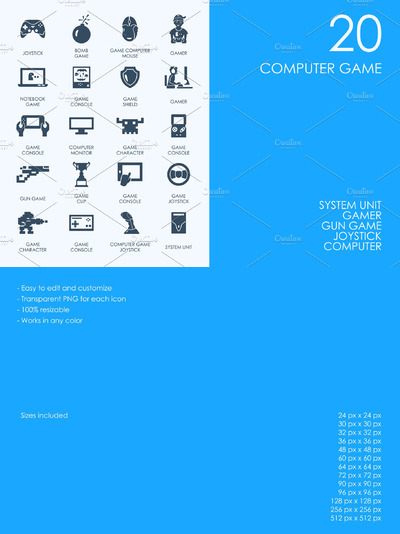 游戏矢量图标 Computer game icons