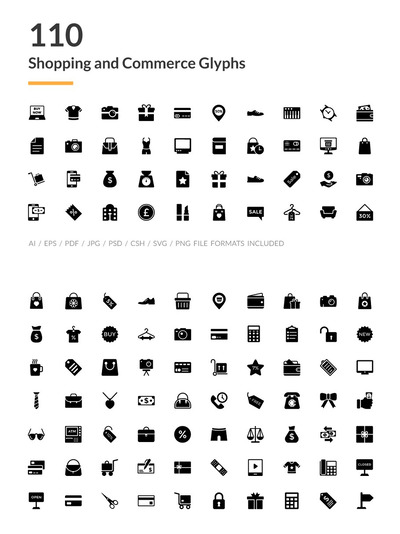 购物和商业符号图标素材 110 Shopping and Commerce Glyph Icon