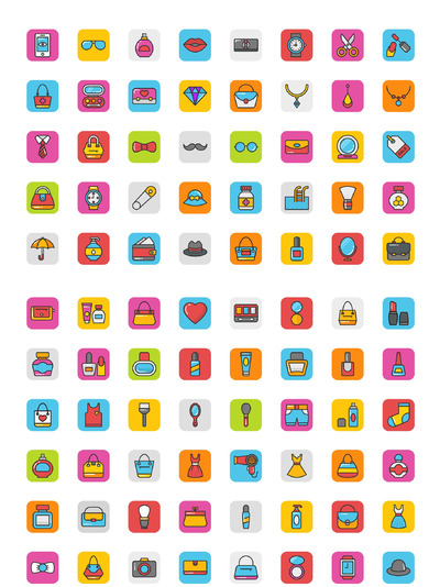 美丽和时尚的矢量图标 120 Beauty and Fashion Icons