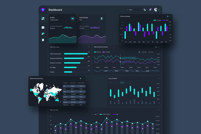 高品质的保险索赔管理后台仪表盘dashboard UI KITS（sketch）