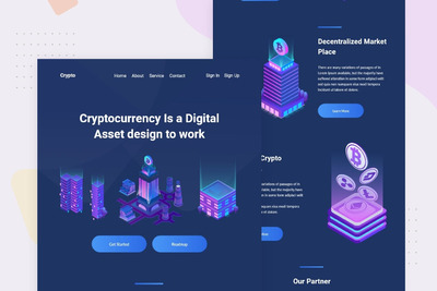 高品质的3D立体2.5D等轴等距比特币加密货币 - 电子邮件通讯网站设计模板